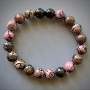Natural Pink Rhodonite Handcrafted Bead Bracelet